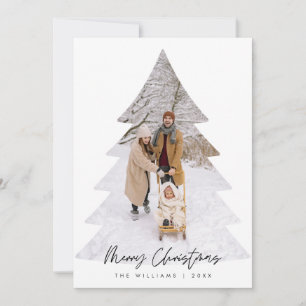 Cartes Pour Fêtes Annuelles Photo de Noël en famille, superposition d'arbre de