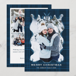 Cartes Pour Fêtes Annuelles Photo de Noël en velours vintage bleu Coquette5