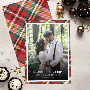 Cartes Pour Fêtes Annuelles Photo de Noël épandue Mariée et Joyeuse