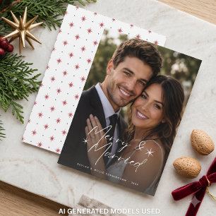 Cartes Pour Fêtes Annuelles Photo de Noël étoile de fêtes Joyeux & Mariés