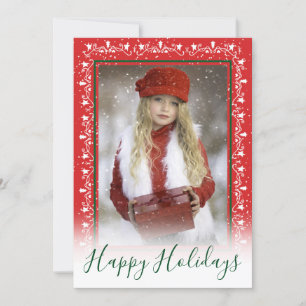 Cartes Pour Fêtes Annuelles Photo de Noël Festive Rouge et Blanc Frame