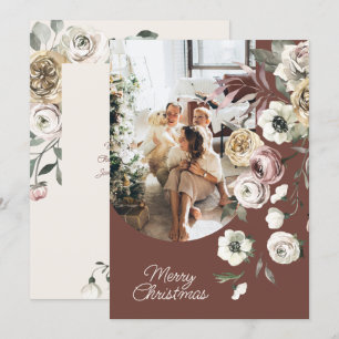 Cartes Pour Fêtes Annuelles Photo de Noël floral personnalisée