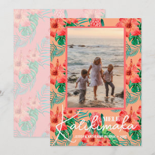 Cartes Pour Fêtes Annuelles Photo de Noël florale de Mele Kalikimaka
