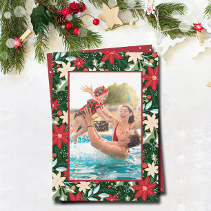 Cartes Pour Fêtes Annuelles Photo de Noël florale de Poinsettia
