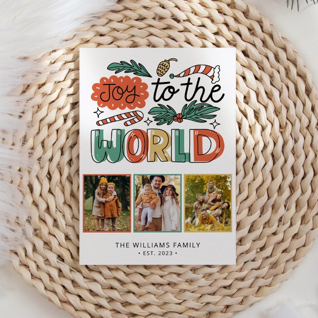 Cartes Pour Fêtes Annuelles Photo de Noël florale moderne Bold (Créateur téléchargé)