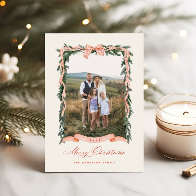 Cartes Pour Fêtes Annuelles Photo de Noël Garland (Créateur téléchargé)