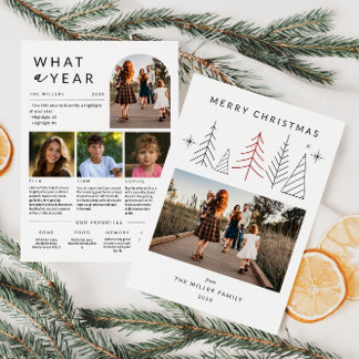 Cartes Pour Fêtes Annuelles Photo de Noël Géométrique moderne Année d'examen