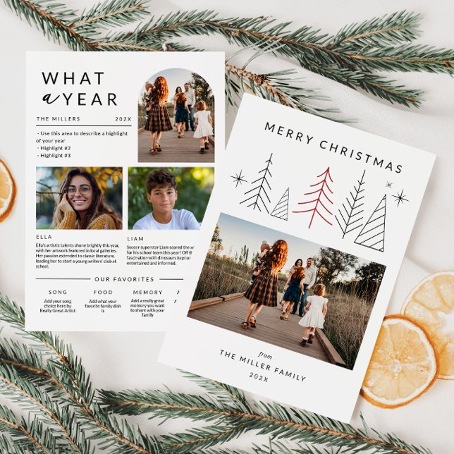 Cartes Pour Fêtes Annuelles Photo de Noël Géométrique moderne Année d'examen (Modern Family Photo Year In Review Christmas Card)