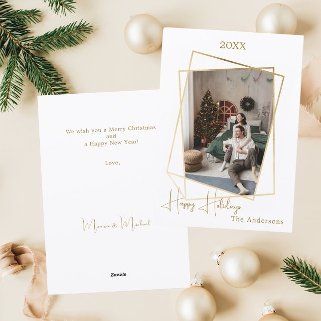 Cartes Pour Fêtes Annuelles Photo de Noël géométrique or moderne (Créateur téléchargé)