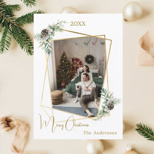 Cartes Pour Fêtes Annuelles Photo de Noël géométrique or moderne