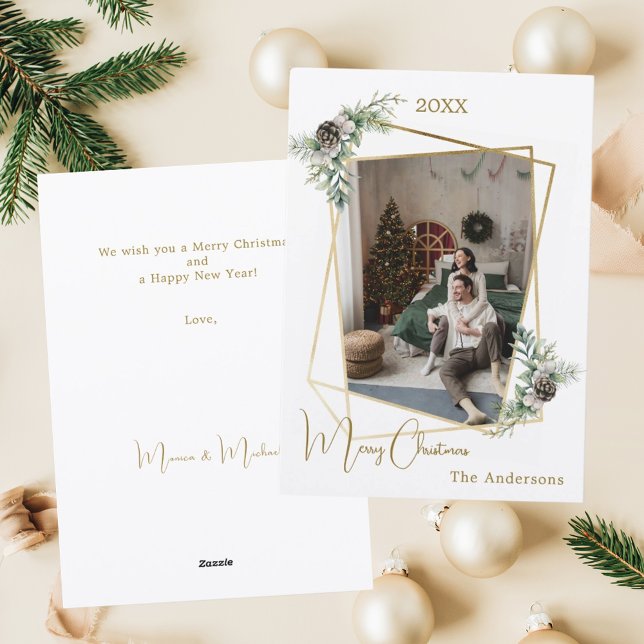 Cartes Pour Fêtes Annuelles Photo de Noël géométrique or moderne (Créateur téléchargé)