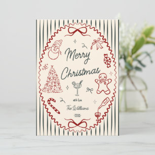 Cartes Pour Fêtes Annuelles Photo de Noël gribouillages fantaisistes dessinés
