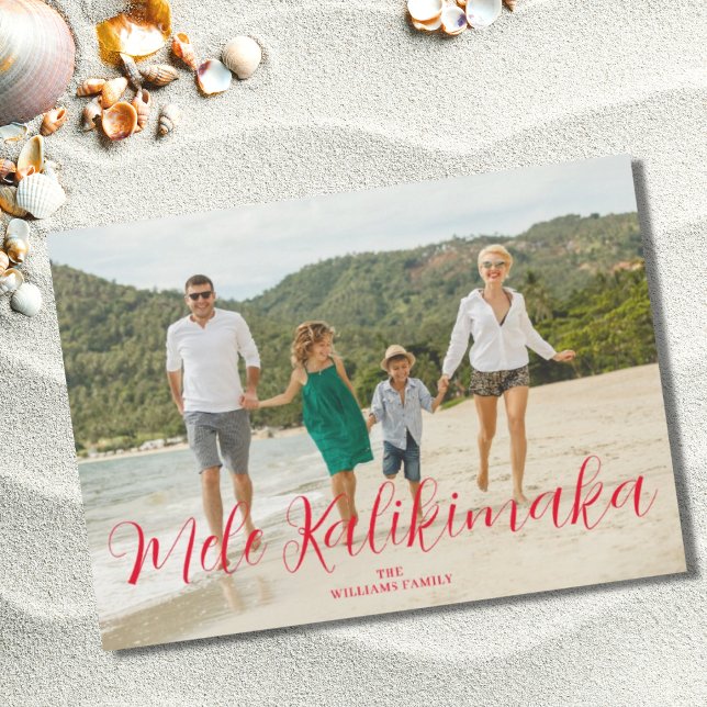 Cartes Pour Fêtes Annuelles Photo de Noël hawaïen Mele Kalikimaka  (Créateur téléchargé)