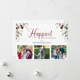 Cartes Pour Fêtes Annuelles Photo de Noël Holly Berry Joyeuses Fêtes