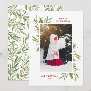 Cartes Pour Fêtes Annuelles Photo de Noël Holly et Berries