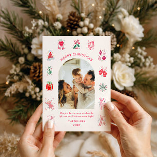 Cartes Pour Fêtes Annuelles Photo de Noël illustré et fantaisiste en couleur