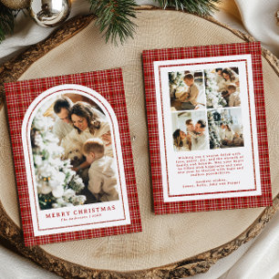 Cartes Pour Fêtes Annuelles Photo de Noël intemporel à carreaux tartan rouge H