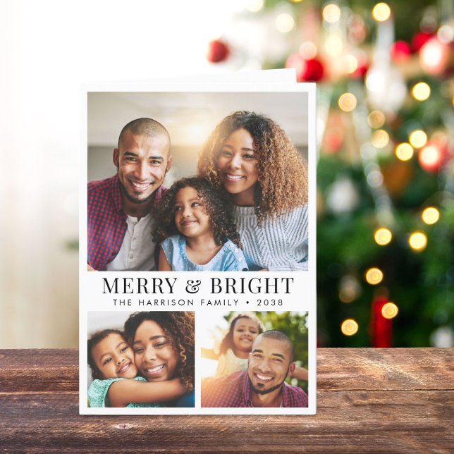 Cartes Pour Fêtes Annuelles Photo De Noël Joyeuse Et Lumineuse (Share the love and warmth of the holiday season with this personalized photo Christmas card)