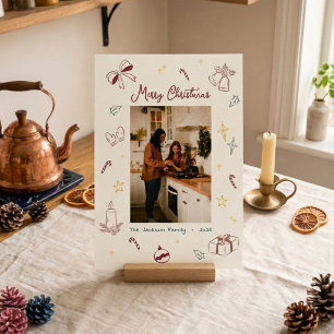Cartes Pour Fêtes Annuelles Photo de Noël joyeux dessiné à la main ludique