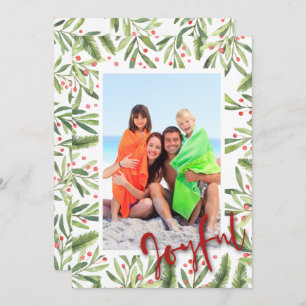 Cartes Pour Fêtes Annuelles Photo de Noël joyeux Holly et Berries