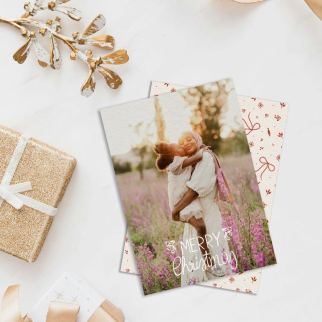 Cartes Pour Fêtes Annuelles Photo de Noël Joyeux Lettré à la main moderne (Créateur téléchargé)