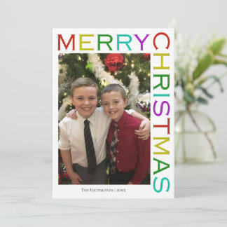 Cartes Pour Fêtes Annuelles Photo de Noël joyeux moderne et coloré