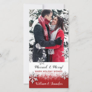 Cartes Pour Fêtes Annuelles Photo de Noël juste mariée