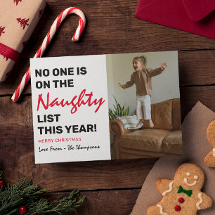 Cartes Pour Fêtes Annuelles Photo de Noël 'Liste Vilains' Drôle