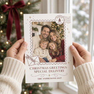 Cartes Pour Fêtes Annuelles Photo de Noël Livraison Spéciale Pôle Nord