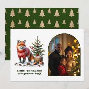 Cartes Pour Fêtes Annuelles Photo de Noël Magique de Renard de Bois Cozy Fores