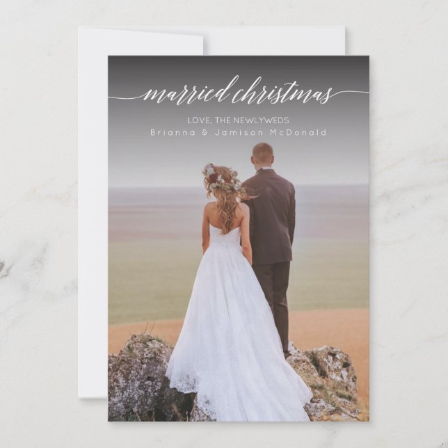 Cartes Pour Fêtes Annuelles Photo de Noël mariée | Blanc (Devant)