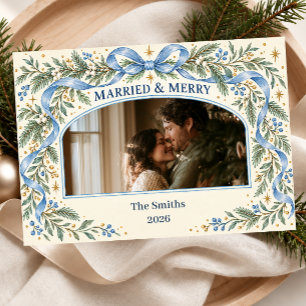 Cartes Pour Fêtes Annuelles Photo de Noël « Mariés et joyeux »