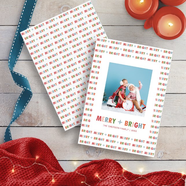 Cartes Pour Fêtes Annuelles Photo de Noël Merry and Bright (Merry and Bright Photo Christmas Holiday Card by Painted Paperie)