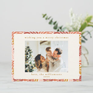 Cartes Pour Fêtes Annuelles Photo de Noël mignon floral rose rétro Groovy