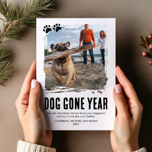 Cartes Pour Fêtes Annuelles Photo de Noël mignonne de l'année chien disparu