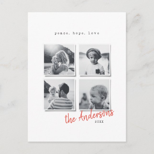 Cartes Pour Fêtes Annuelles Photo de Noël minimale moderne (Devant)