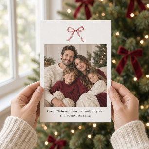 Cartes Pour Fêtes Annuelles Photo de Noël minimaliste avec un nœud aquarelle b