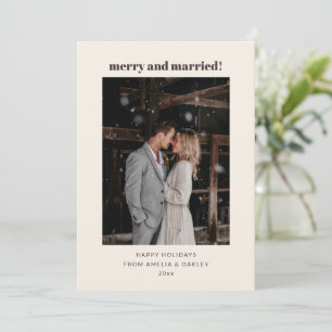 Cartes Pour Fêtes Annuelles Photo de Noël Minimaliste Brun Joyeux Marié