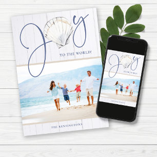 Cartes Pour Fêtes Annuelles Photo de Noël minimaliste Joie Seashell