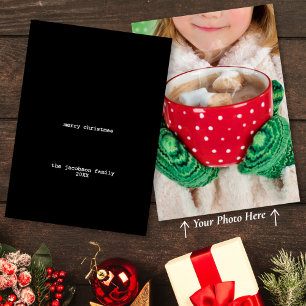 Cartes Pour Fêtes Annuelles Photo de Noël minimaliste noir avant-gardiste