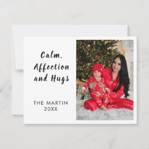 Cartes Pour Fêtes Annuelles Photo de Noël minimaliste Paix Amour et Câlins