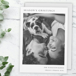 Cartes Pour Fêtes Annuelles Photo de Noël minimaliste simple en noir et blanc
