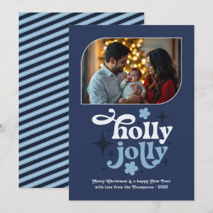 Cartes Pour Fêtes Annuelles Photo de Noël moderne bleu Nuit étoilée