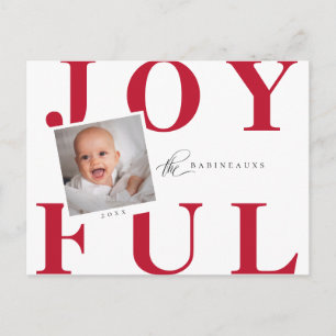 Cartes Pour Fêtes Annuelles Photo de Noël moderne Bold JOYFUL