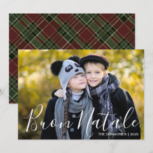 Cartes Pour Fêtes Annuelles Photo de Noël moderne Buon Natale Plaid
