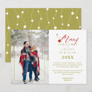 Cartes Pour Fêtes Annuelles Photo de Noël moderne chic avec Poinsettias