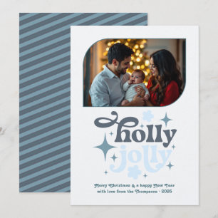 Cartes Pour Fêtes Annuelles Photo de Noël Moderne Chute de Neige Cristalline B