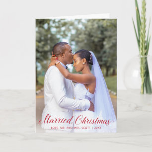 Cartes Pour Fêtes Annuelles Photo de Noël Moderne de Nouvellement Mariés avec