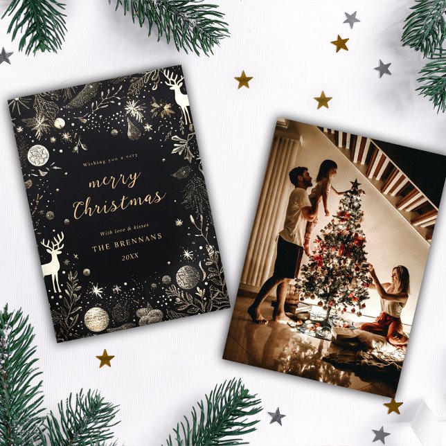 Cartes Pour Fêtes Annuelles Photo de Noël Moderne Élégant (Merry Christmas Photo Holiday Card)