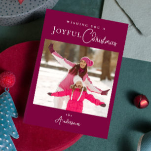 Cartes Pour Fêtes Annuelles Photo de Noël moderne et tendance Magenta